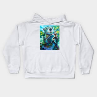 Psychedelic River Otter by Robert Phelps Kids Hoodie